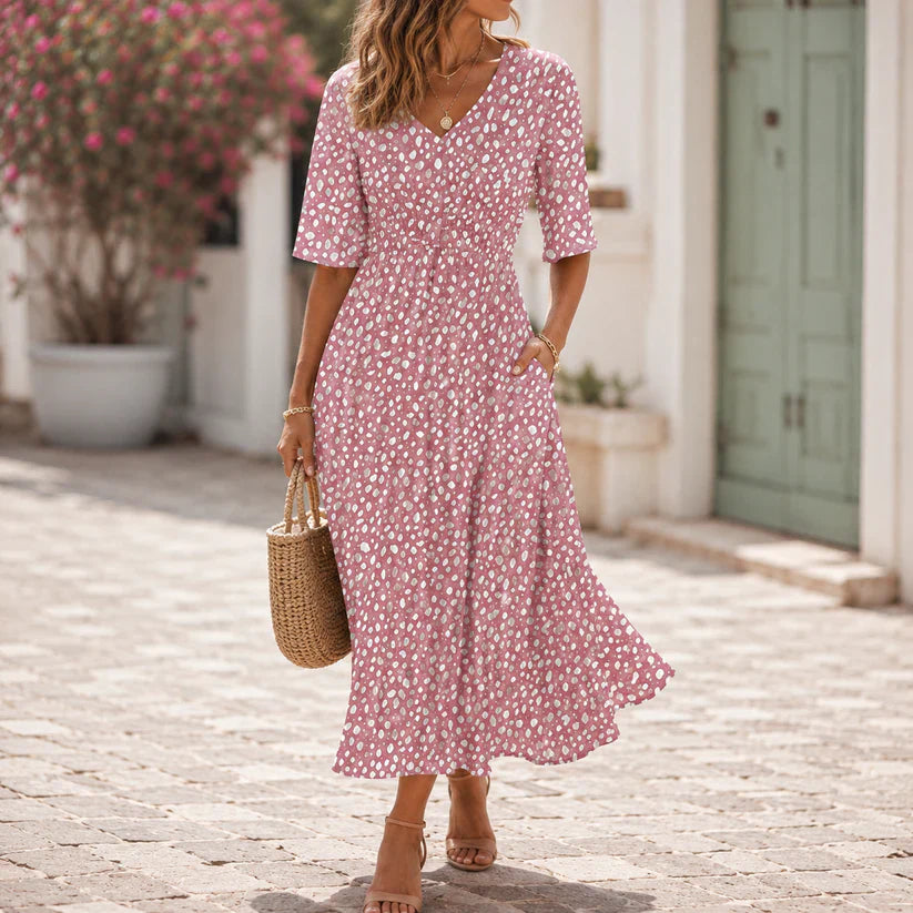 Margherita | Vestido Midi Acampanado de Lunares