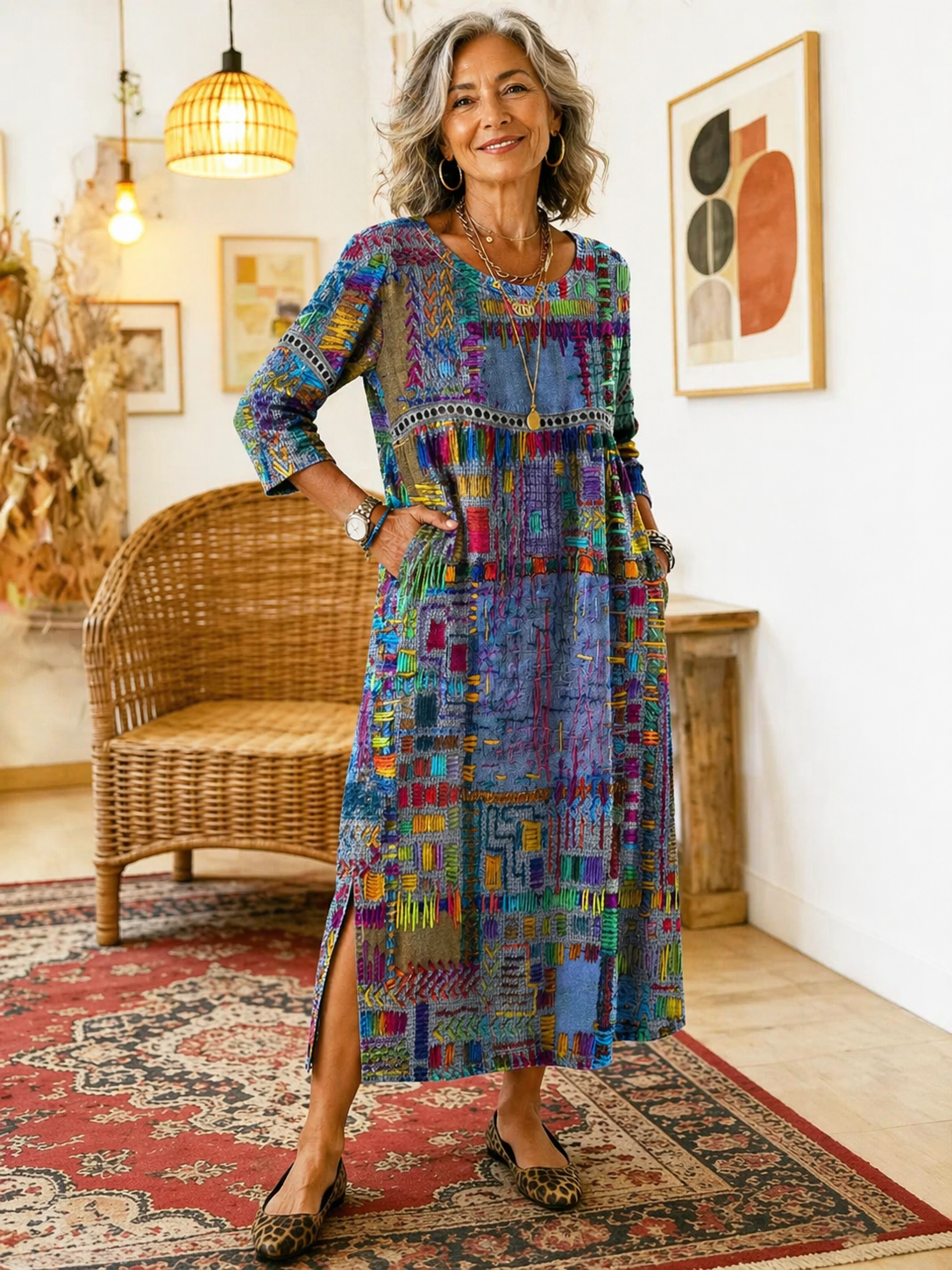 Ginevra | Vestido Midi Artistico Acampanado