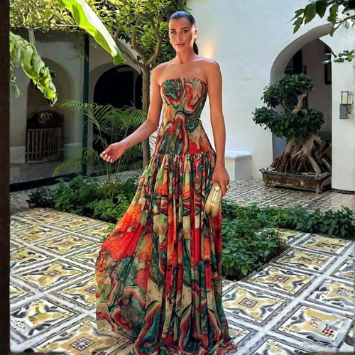 Vestido Strapless Mármol