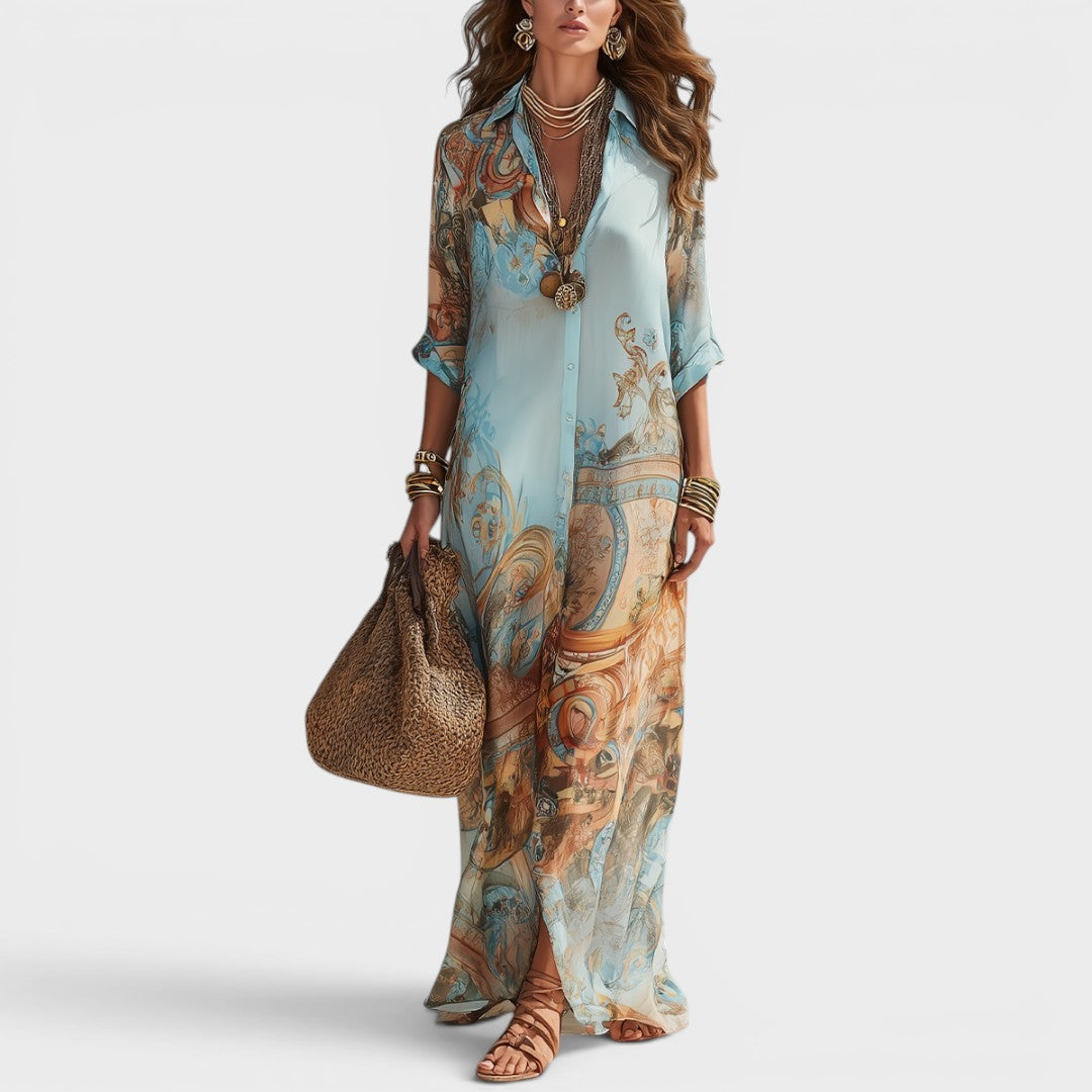 Arianna | Vestido Blusa Maxi Estampado