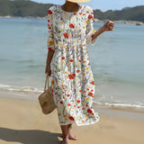 Noemi | Vestido Midi Bordado Con Maniche