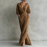 Ginevra | Vestido Largo Cruzado Con Bolsillos