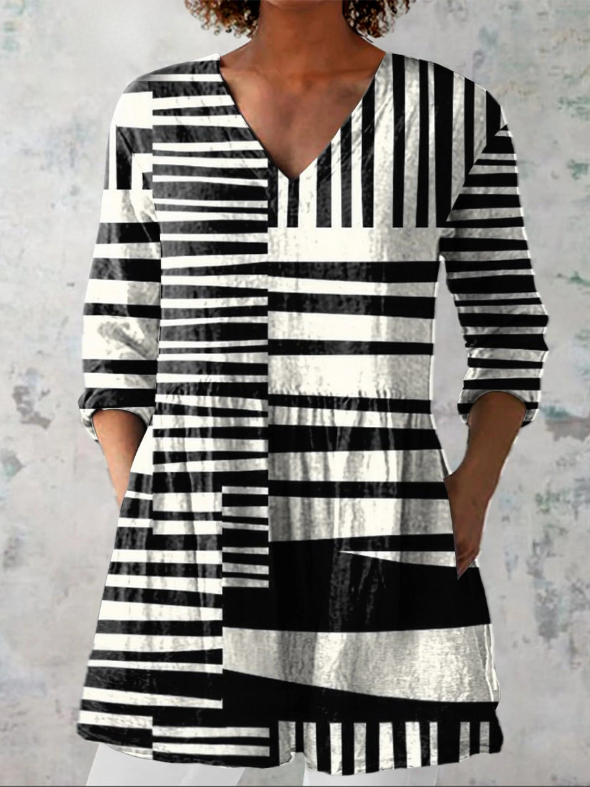 Aurora | Blusa Larga de Rayas Gráficas