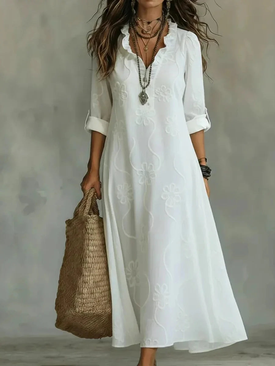 Bianca | Vestido Maxi Bordado Bohemio