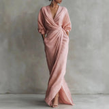 Ginevra | Vestido Largo Cruzado Con Bolsillos