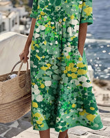 Cecilia | Vestido Midi Fluido a Fiori Con Bolsillos
