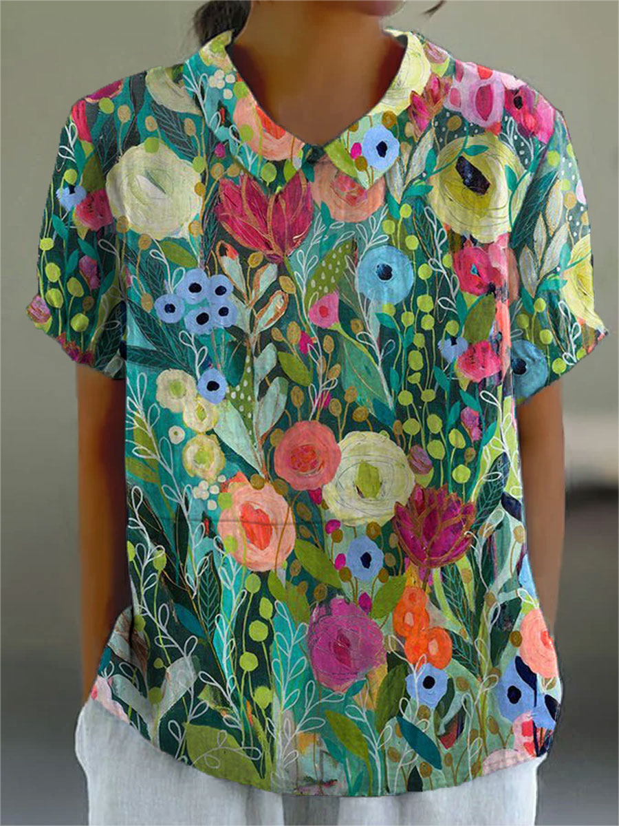 Chiara | Blusa Floral Con Cuello
