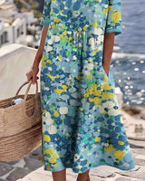 Cecilia | Vestido Midi Fluido a Fiori Con Bolsillos