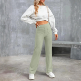 Pantalón Casual de Tiro Alto con Botonadura Frontal