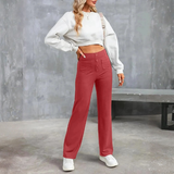 Pantalón Casual de Tiro Alto con Botonadura Frontal