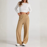 Pantalón Casual de Tiro Alto con Botonadura Frontal