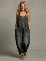 Noemi | Mono Denim Ancha Con Bolsillos