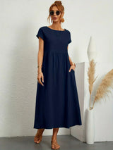 Livia | Vestido Maxi Acampanado Con Bolsillos