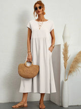 Livia | Vestido Maxi Acampanado Con Bolsillos