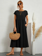 Livia | Vestido Maxi Acampanado Con Bolsillos