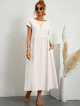Livia | Vestido Maxi Acampanado Con Bolsillos