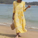 Noemi | Vestido Midi Bordado Con Maniche