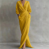 Ginevra | Vestido Largo Cruzado Con Bolsillos