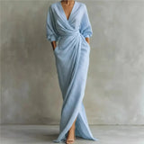 Ginevra | Vestido Largo Cruzado Con Bolsillos