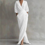 Ginevra | Vestido Largo Cruzado Con Bolsillos