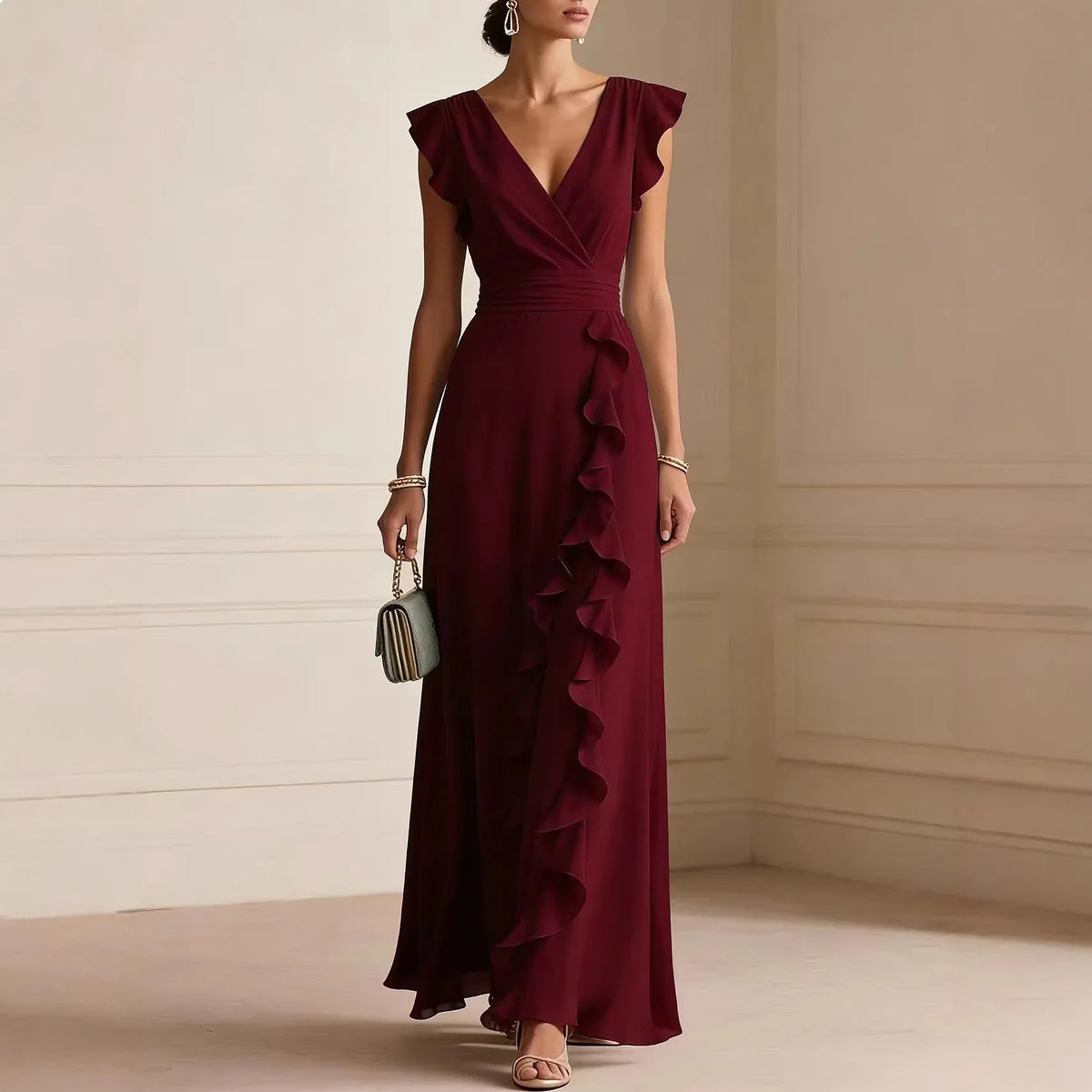 Chiara | Vestido Largo Elegante Con Volantes