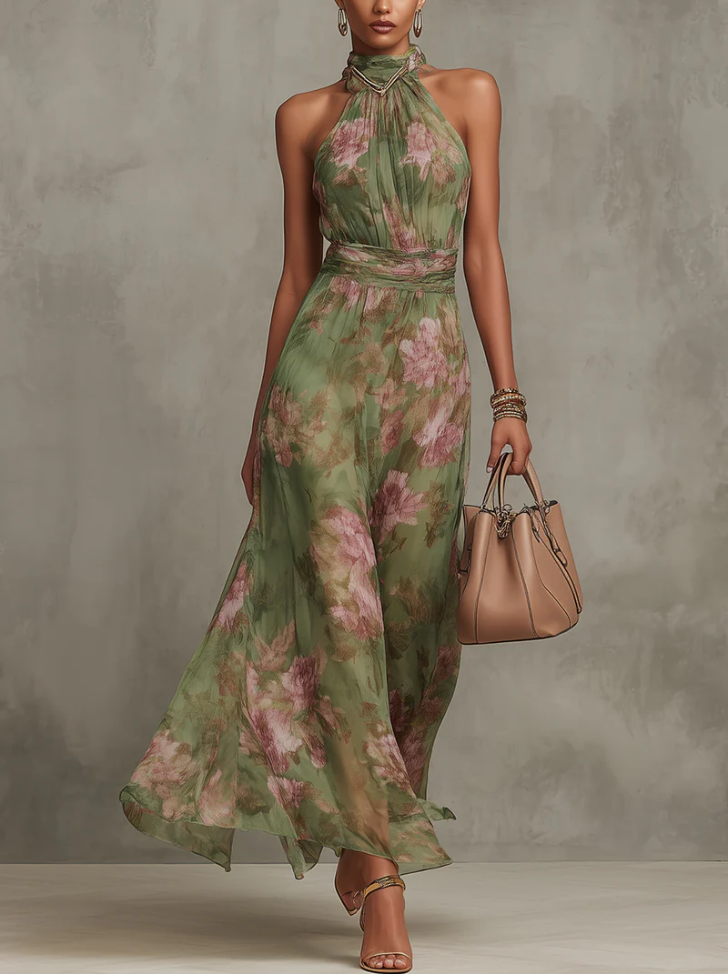 Camilla | Vestido Maxi Floral Con Escote Halter
