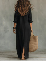 Sofia | Vestido Blusa Largo Con Abertura