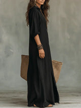 Sofia | Vestido Blusa Largo Con Abertura