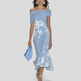Stella | Vestido Midi Floral Hombros Descubiertos