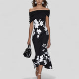 Stella | Vestido Midi Floral Hombros Descubiertos