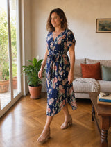 Rosalba | Vestido Midi Floral Con Lazo