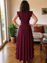 Valentina | Vestido Largo Cruzado Con Volantes