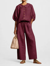 Matilde | Conjunto Palazzo Con Cuello Redondo