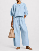 Matilde | Conjunto Palazzo Con Cuello Redondo